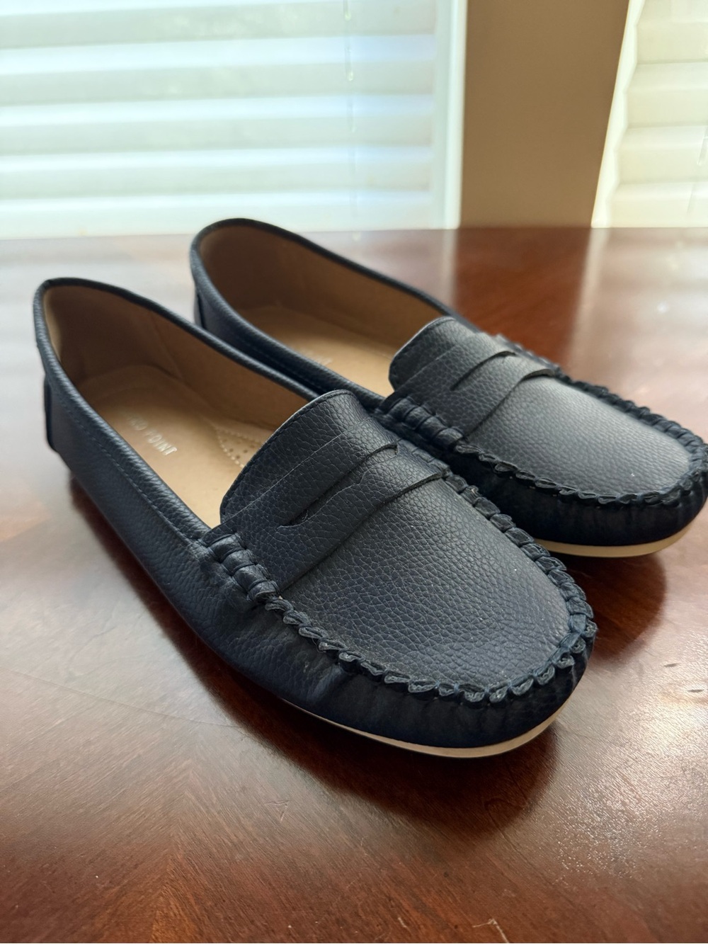 Classic Women's Navy Leather Penny Loafers